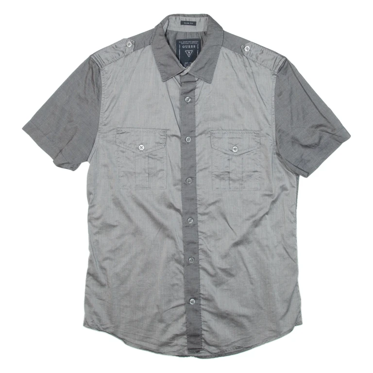 GUESS Slim Fit Mens Plain Shirt Grey XS