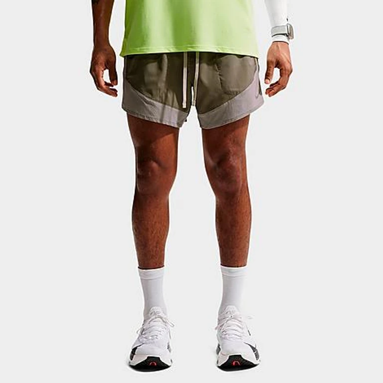 Nike Men's Stride Plus Dri-FIT 5" Brief-Lined Running Shorts in Light Army/Spruce Fog/Olive Aura Size: Small