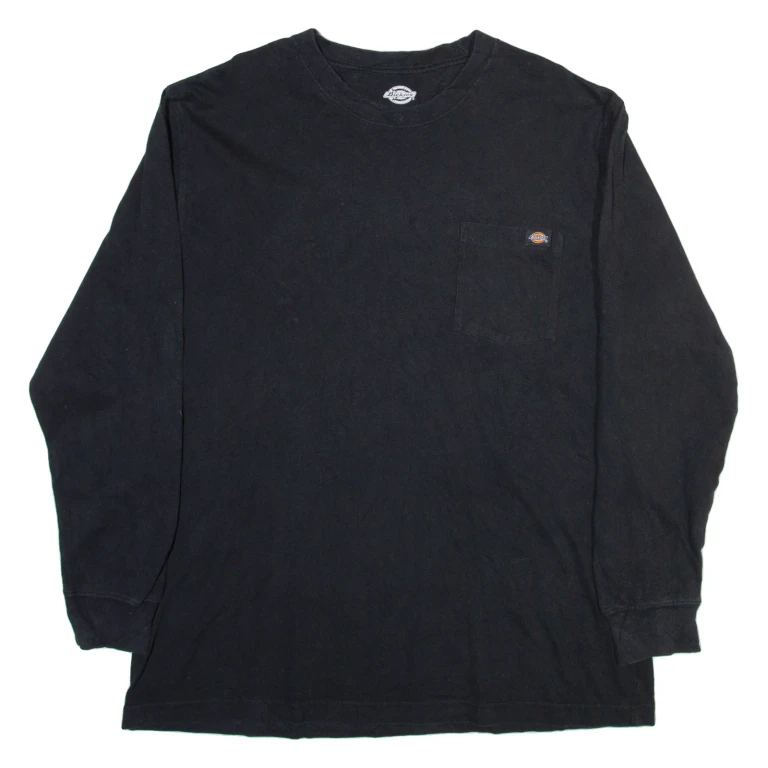 DICKIES Mens T-Shirt Black Long Sleeve XL
