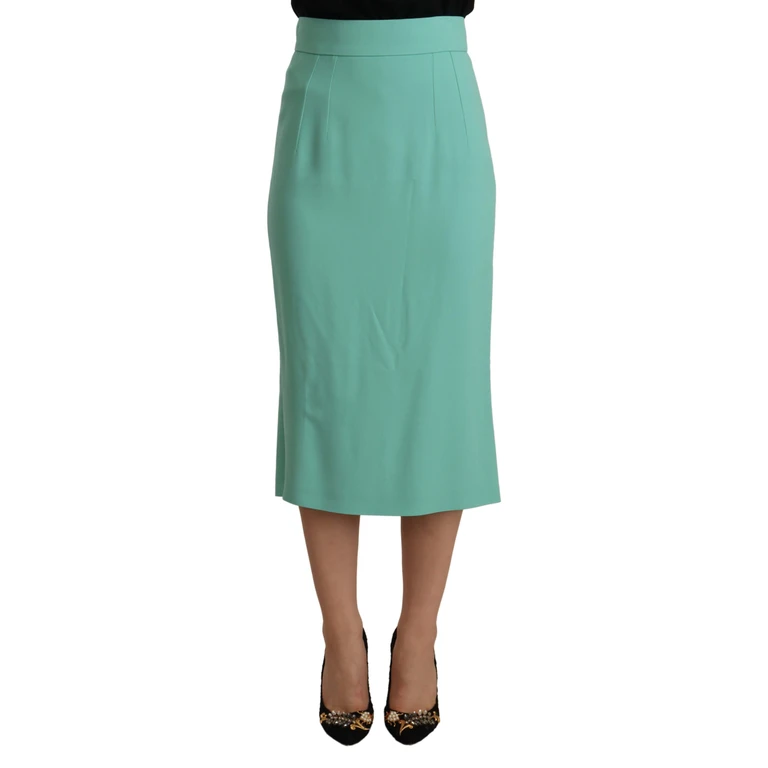 Dolce & Gabbana Mint Green Viscose Pencil Cut Midi Skirt Acetate Elastane - Women