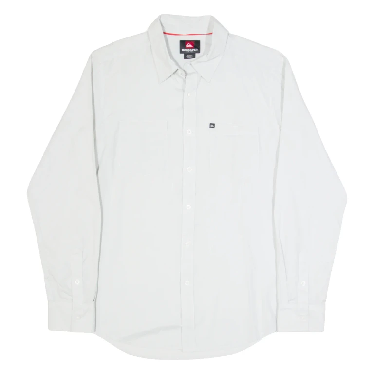 QUIKSILVER Mens Plain Shirt Grey Long Sleeve S