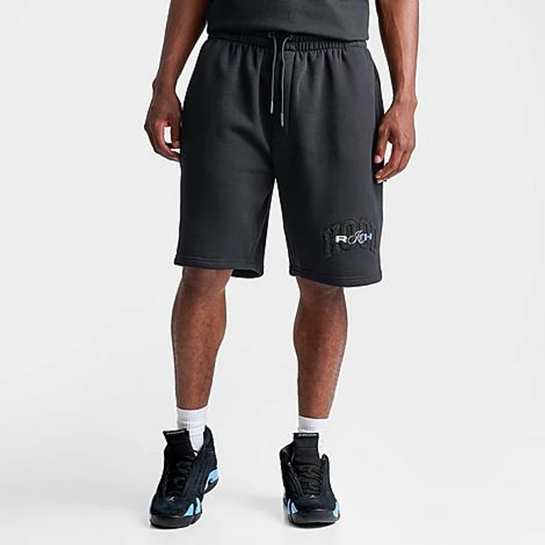 Men's Merit Oversized Fleece Shorts in Black/Palace Blue Size: Small