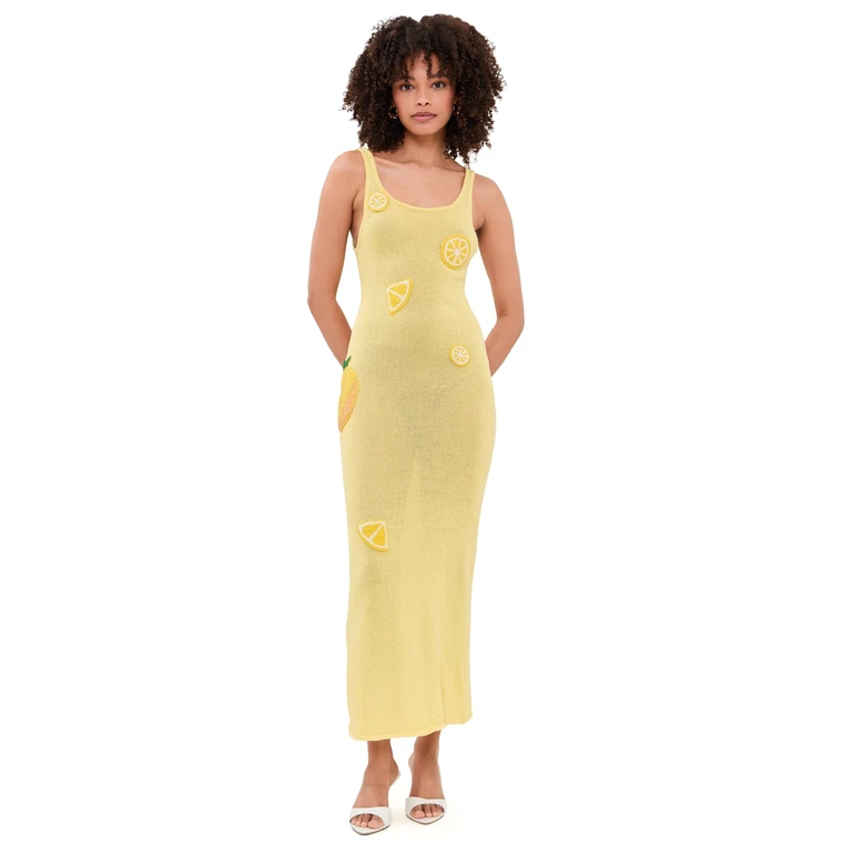 Leslie Amon Citron Knit Tank Dress Lemon M