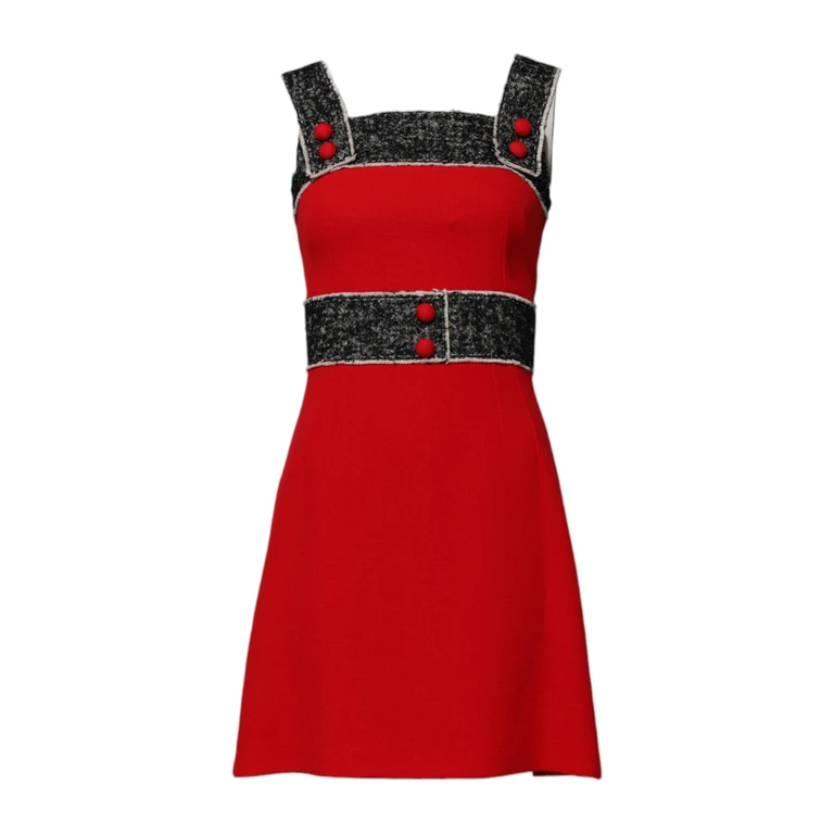 Red Wool Sleeveless A-Line Flared Mini Dress - Women