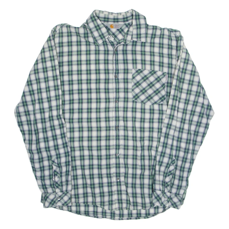 TOMMY HILFIGER Mens Shirt Green Check Long Sleeve XL