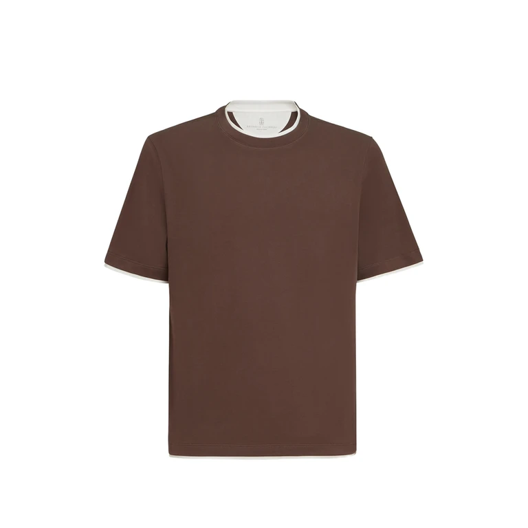 Brunello Cucinelli Cotton Jersey Crew Neck T-shirt With Faux-layering