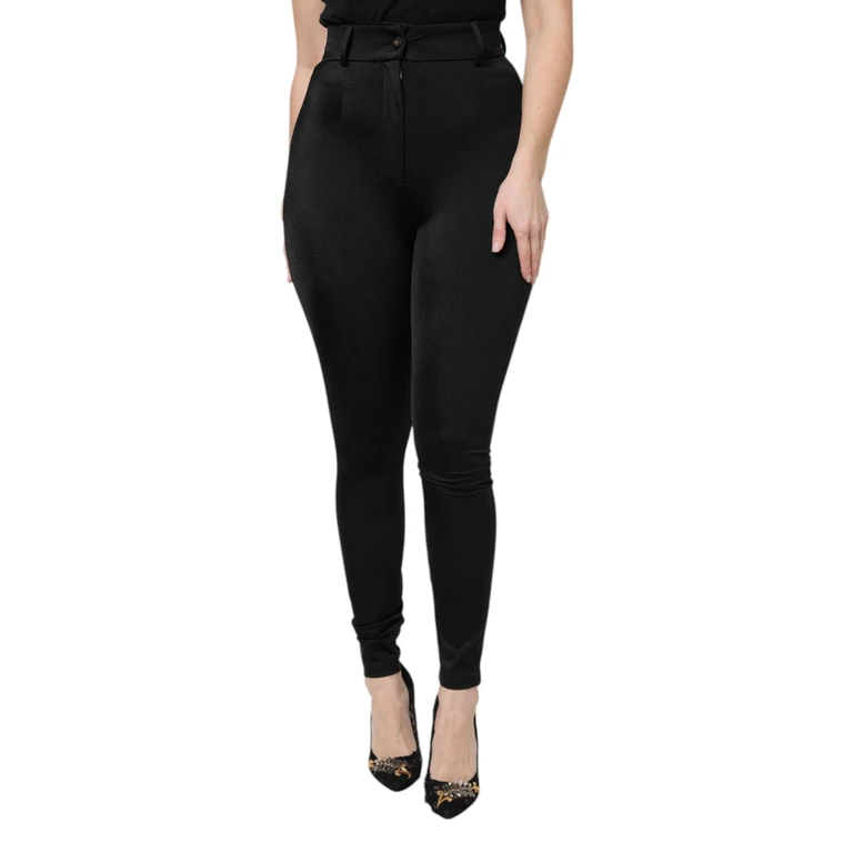 Dolce & Gabbana Black Nylon High Waist Slim Fit Pants Elastane - Women