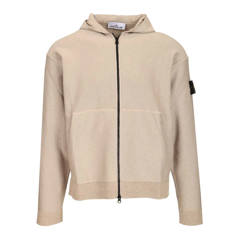 Stone Island Panama Organic Cotton Zip-Up Hooded Jacket Beige - Men