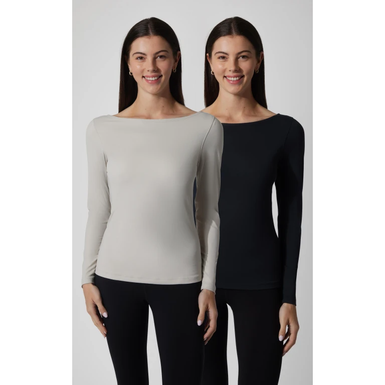 2 PK Zenly Boat Neck Long Sleeve Top