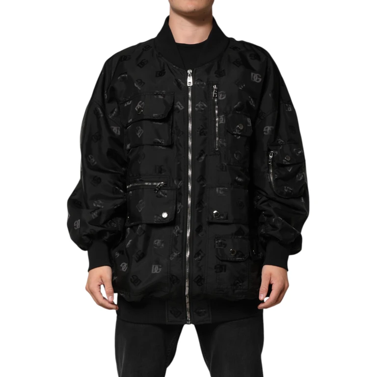 Black Cargo Windbraker Logo Mania Jacket Polyester Clothing - Men