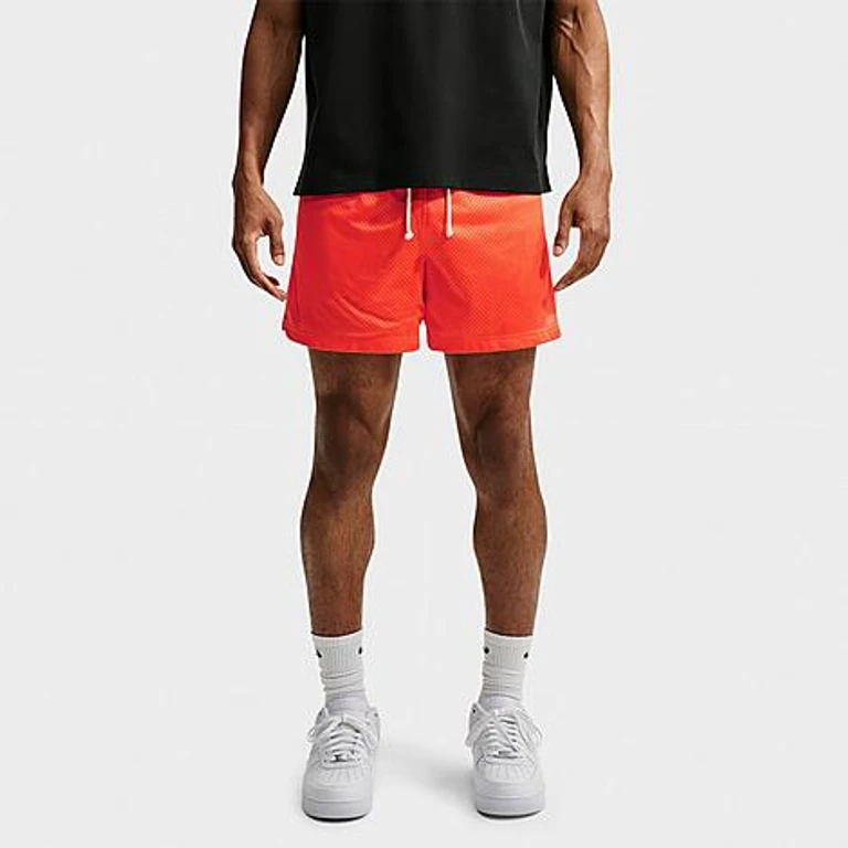 Nike Men's Standard Issue 5" Practice Mesh Basketball Shorts in Turf Orange/Pale Ivory Size: XS