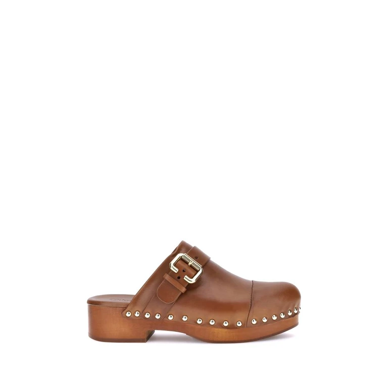 Chloé Brown Calf Leather Bos Taurus Clogs Shoe - Women