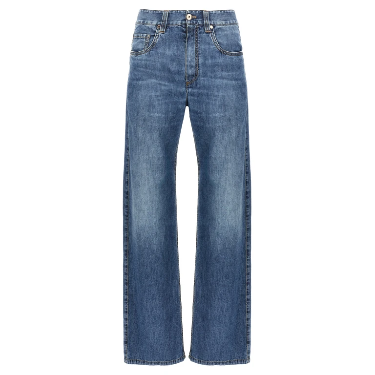 Brunello Cucinelli Blue Cotton Straight-Leg Jeans Clothing - Women