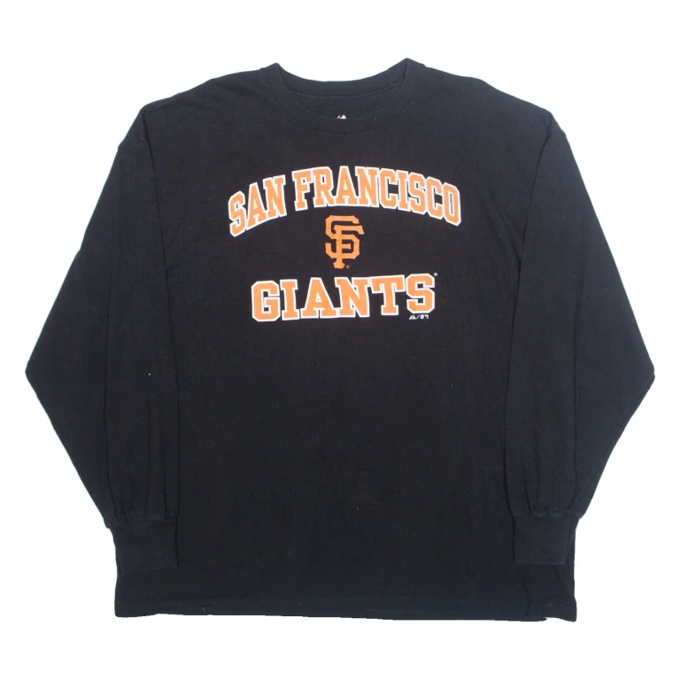MAJESTIC MLB SAN FRANCISCO GIANTS Mens T-Shirt Black Long Sleeve USA 2XL