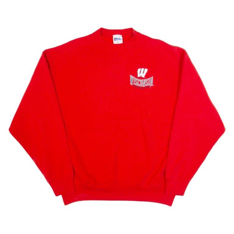 PRO PLAYER Wisconsin Badgers Mens Sweatshirt Red 90s USA 2XL