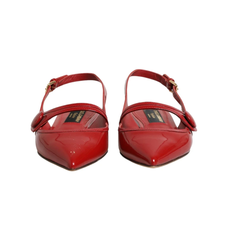 Dolce & Gabbana Red Leather Slingback Flats Sandals Shoes 100lf - Women
