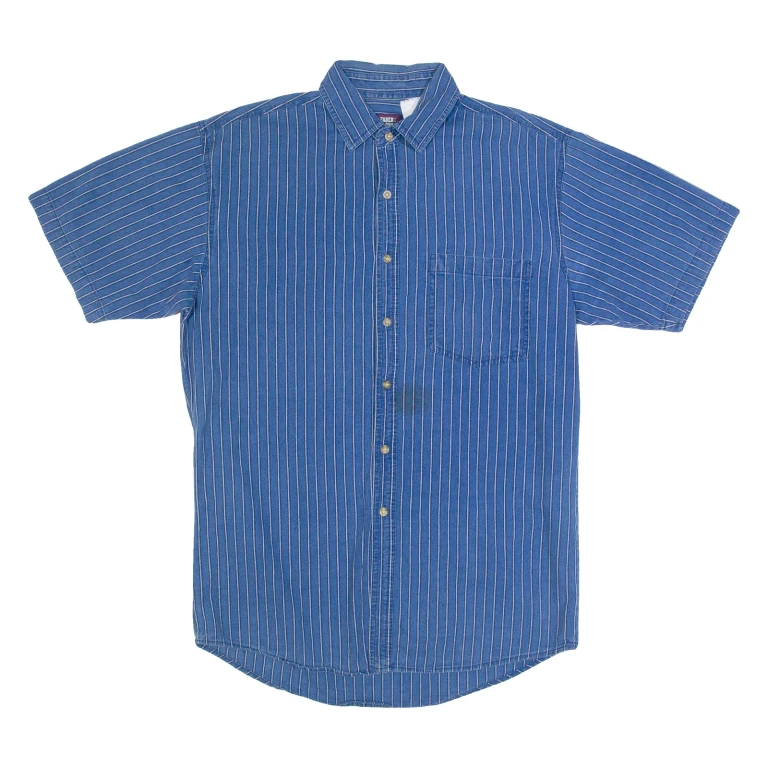 FADED GLORY Mens Shirt Blue 90s Striped M