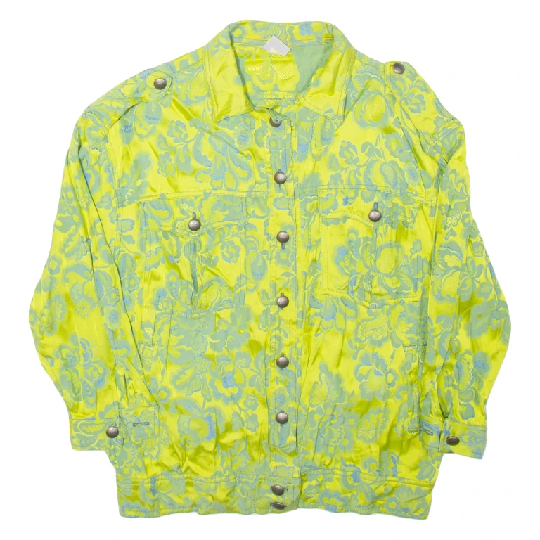 NICOWA Womens Jacket Green 90s Floral L