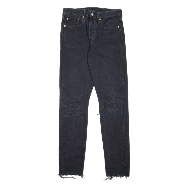 LEVI'S 501S Jeans Distressed Womens Black Skinny Straight W27 L32