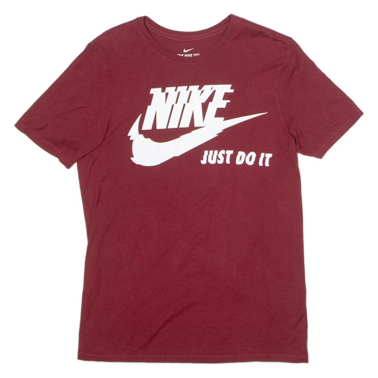 NIKE Just Do It. Athletic Cut Mens T-Shirt Red Crew Neck M
