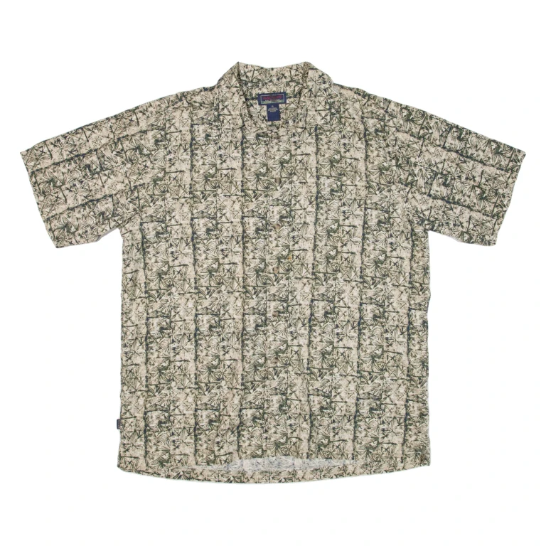GALYANS Mens Hawaiian Shirt Green Crazy Pattern XL