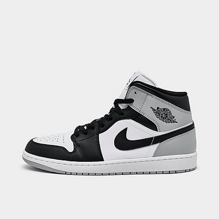 Jordan Men's Air Retro 1 Mid Casual Shoes in White/Light Smoke Grey/Black Size: 7.0