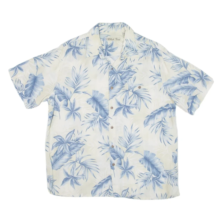 BATIK BAY Mens Hawaiian Shirt Blue Floral L