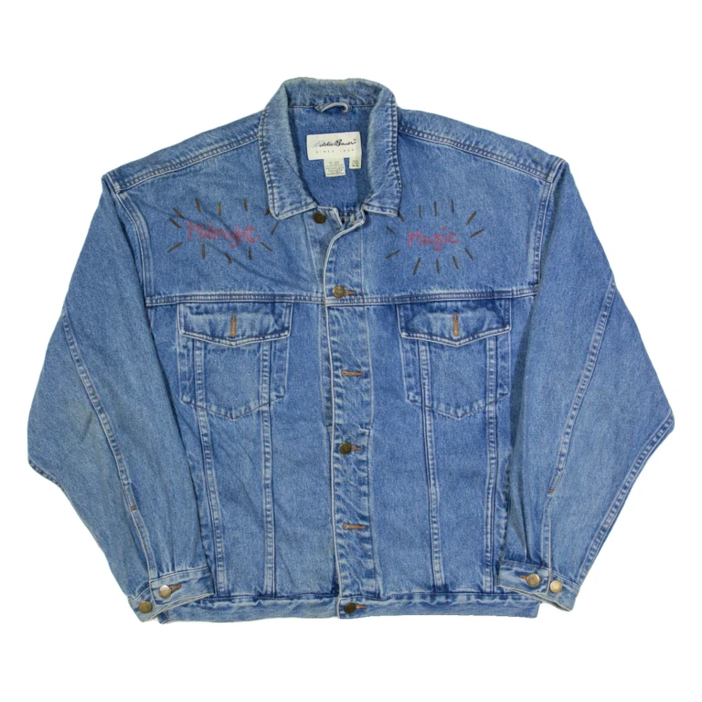 EDDIE BAUER Mens Denim Jacket Blue 90s M