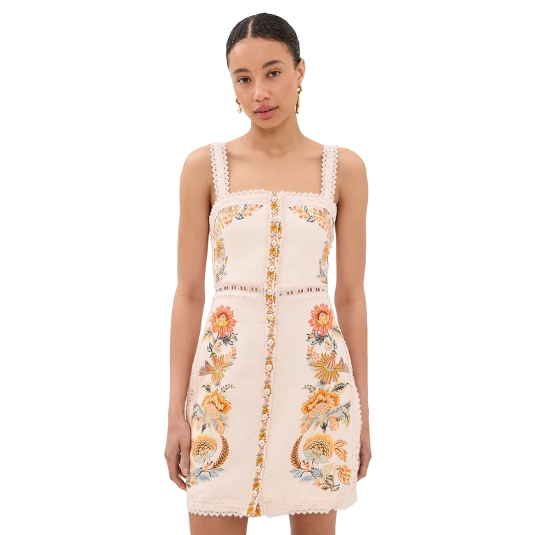 FARM Rio Ligia Sleeveless Mini Dress Ligia Floral Light Pink L