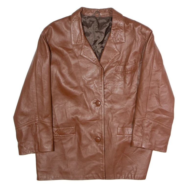 Womens Blazer Jacket Brown Leather L