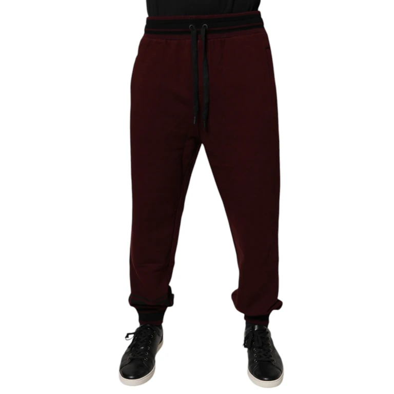 Dolce & Gabbana Maroon Cotton Men Jogger Sweatpants Pants - Men
