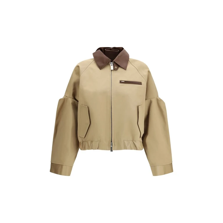 Beige Cotton Bomber Clothing - Women