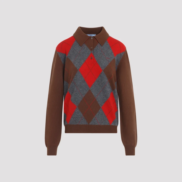 Argyle Knit Polo Sweater
