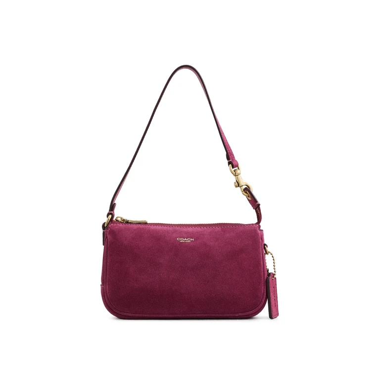 Coach Suede Plaza Shoulder Bag Dark Fuchsia One Size