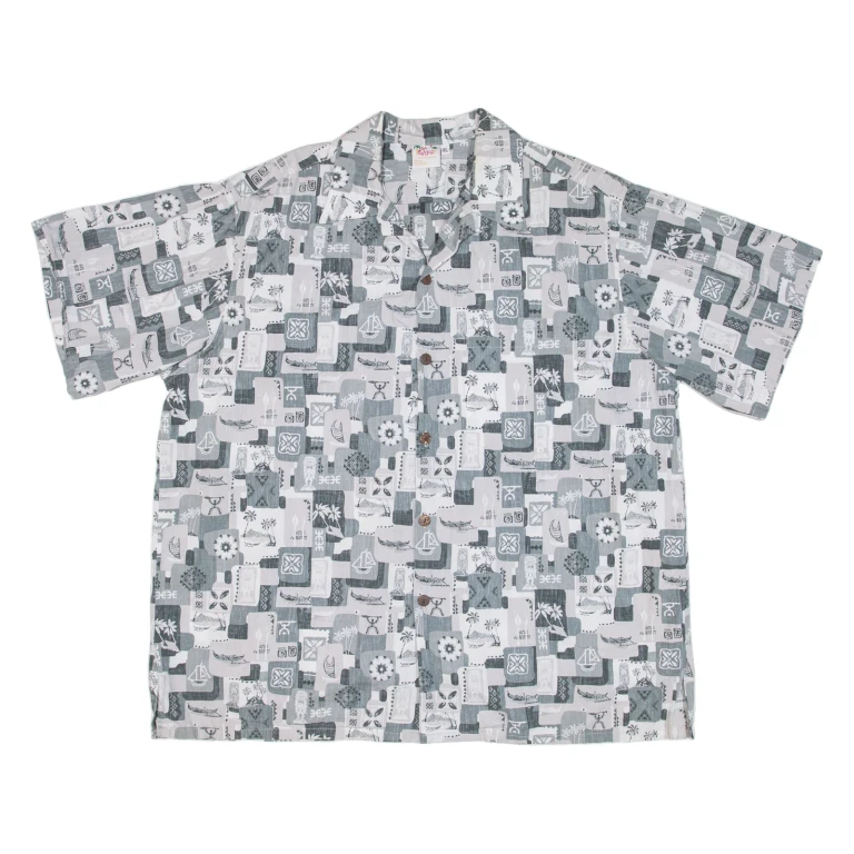 GO BAREFOOT Mens Shirt Grey Crazy Pattern XL