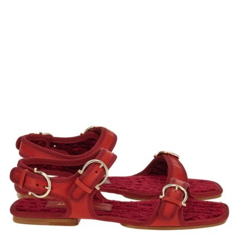 Ferragamo Nomadic Buckle Flat Sandals, Size 7 C