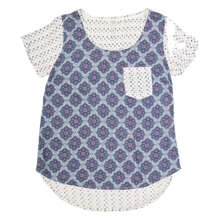 FAT FACE Womens Printed Top Blue Floral UK 10