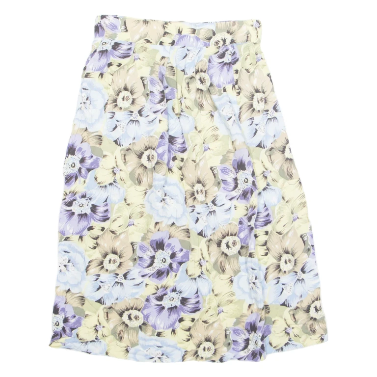 Womens A-Line Skirt Blue Knee Length Floral M