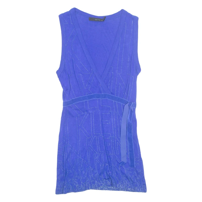 CALVIN KLEIN JEANS Womens Top Blue V-Neck Sleeveless XS