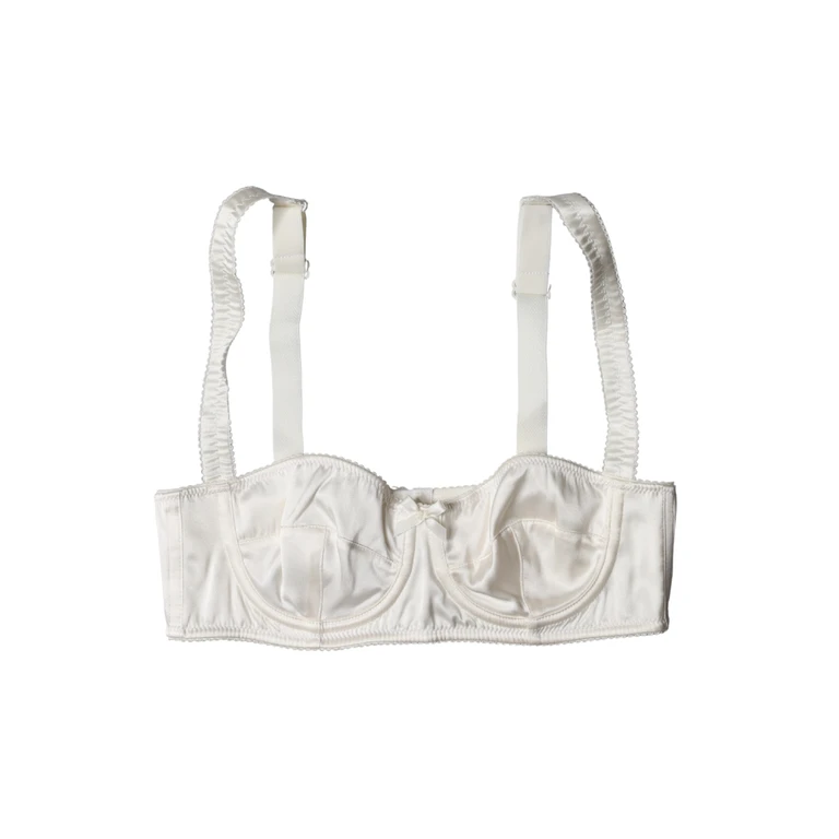 Dolce & Gabbana White Silk Satin Underwire Bra Semi Pad Underwear Elastane Clothing - Women