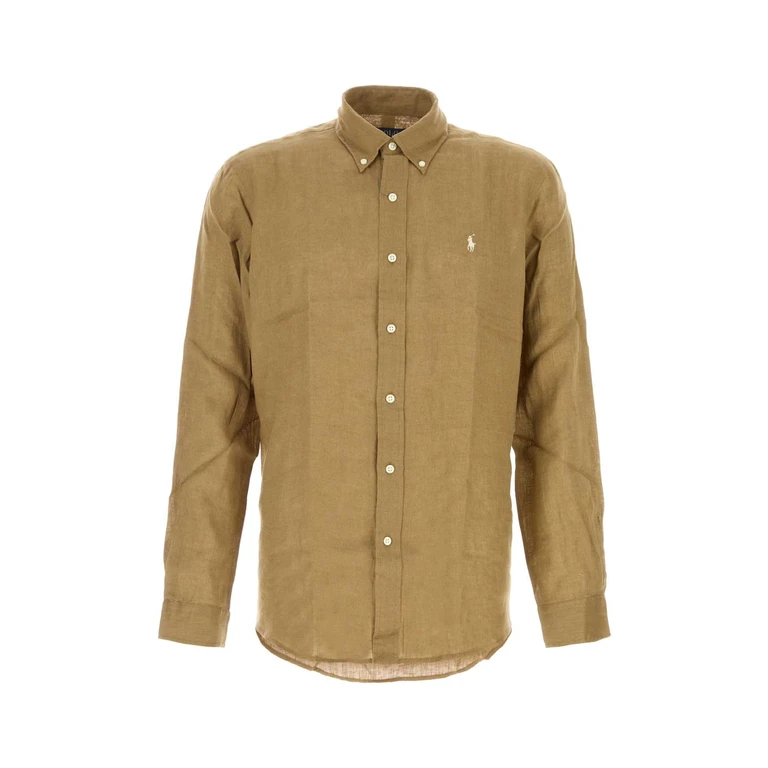 Polo Ralph Lauren Camel Linen Shirt Cafetan Exterior: Camicie - Men