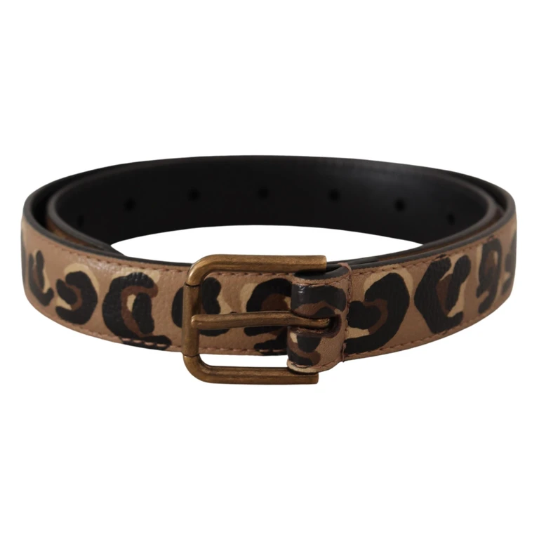 Dolce & Gabbana Brown Leopard Print Vintage Metal Waist Buckle Belt Leather - Women