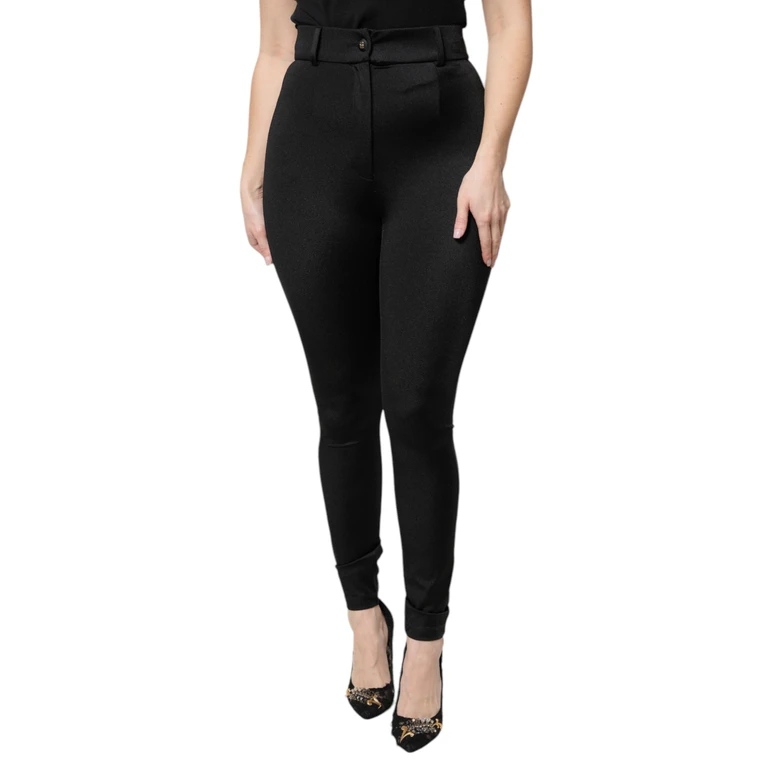 Dolce & Gabbana Black Nylon High Waist Slim Fit Pants Elastane - Women