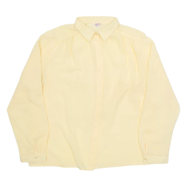 CREATION Womens Shirt Yellow Collared Long Sleeve 90s L