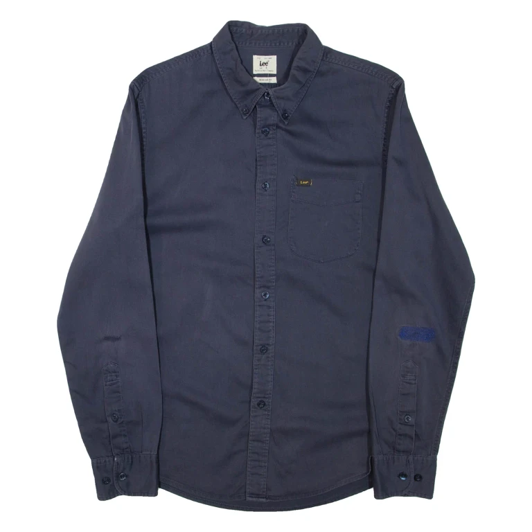 LEE Mens Plain Shirt Grey Long Sleeve S