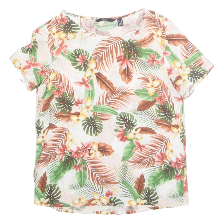 Womens Printed Top White Floral M