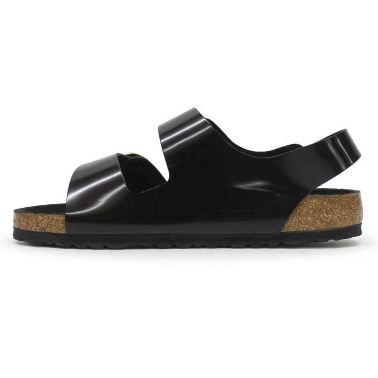 Unisex Milano Big Buckle Natural Leather High Shine Black