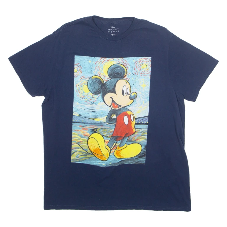 DISNEY Mickey Portrait Mens T-Shirt Blue USA L