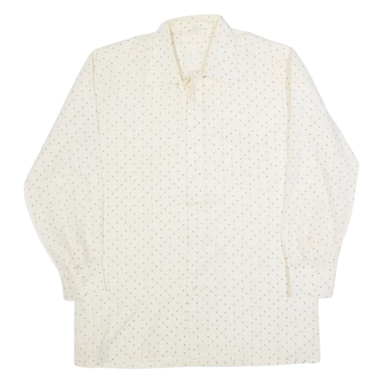 Mens Shirt Cream 90s Striped Long Sleeve M