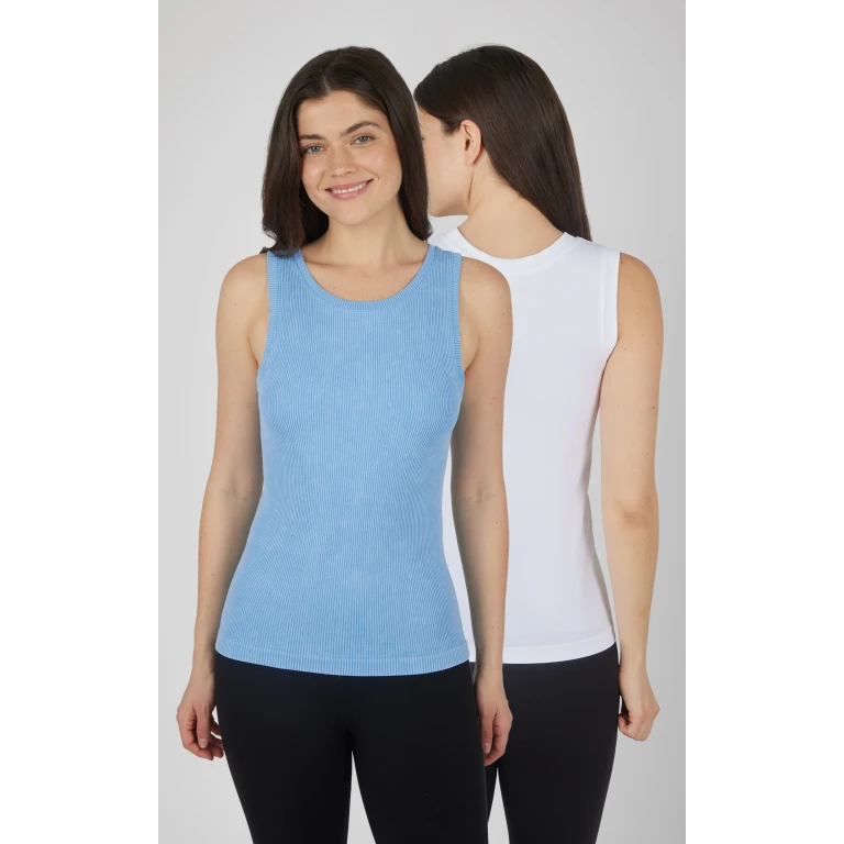2 PK Stonewash Ribbed Seamless Tank